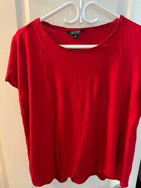 Ralph Lauren Women's Red Short-Sleeve Crew Neck Tee